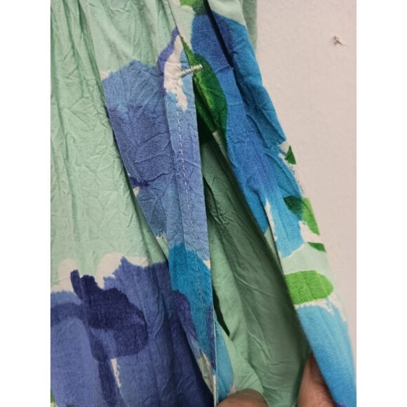 Vintage Jams World Womens Wide Leg Pants Small Blue Floral Crop Beach BOHO - Picture 4 of 8